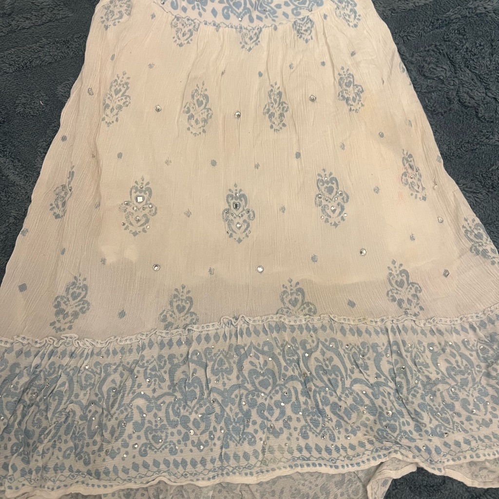 Justice Boho Cream Skirt With Blue Accents